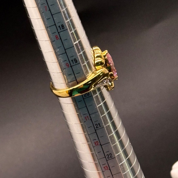 Seta Pink Marquise CZ Ring with Clear Accent Stones on a Bypass Style Band - Picture 12 of 12